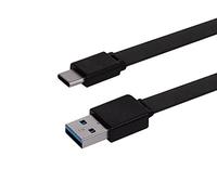Monoprice Flat USB Type-C to Type-A 3.2 Gen1 Charge and Sync Cable - 5Gbps, 3 Amp Charging, Reversible Connector, Resists Tangling, Compatible with USB Type-C Devices, 6 Feet, Black
