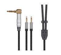 Monoprice Monolith Dual 2.5mm to 3.5mm Headphone Cable - 6 Feet - Black With Braided Auxiliary Audio Cord Works With M1060, M1060C, M565, M565C Black/Silver