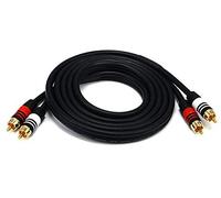Monoprice Premium 2 RCA Plug/2 RCA Plug Cable - 1.83M (6ft) - Black, M/M, 22AWG Conductor, Gold Plated Connector