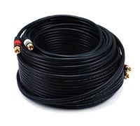 Monoprice Premium 2 RCA Plug/2 RCA Plug Cable - 22.86M (75ft) - Black, M/M, 22AWG Conductor, Gold Plated Connectors