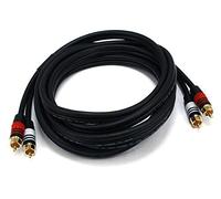 Monoprice Premium 2 RCA Plug/2 RCA Plug Cable - 3.05M (10ft) - Black, M/M, 22AWG Conductor, Gold Plated Connectors