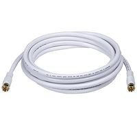 Monoprice RG6 Quad Shield Coaxial Cable - 3.05M (10ft) - White, CL2, 18AWG, 75Ohm, Heavy-Duty With F Type Connector