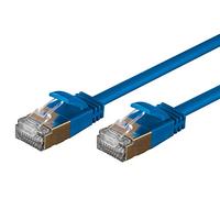 Monoprice SlimRun Cat6A Ethernet Patch Cable - Network Internet Cord - RJ45, Stranded, STP, Pure Bare Copper Wire, 36AWG, 7ft, Blue