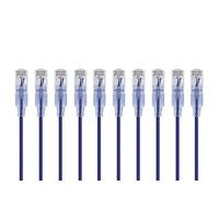Monoprice SlimRun Cat6A Ethernet Patch Cable - Network Internet Cord - RJ45, Stranded, UTP, Pure Bare Copper Wire, 30AWG, 0.5 Feet, Purple, 10-Pack