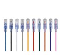 Monoprice SlimRun Cat6A Ethernet Patch Cable - Network Internet Cord - RJ45, Stranded, UTP, Pure Bare Copper Wire, 30AWG, 10 Feet, 10-color, 10-Pack