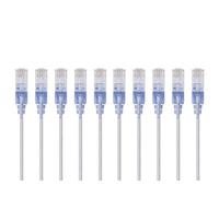 Monoprice SlimRun Cat6A Ethernet Patch Cable - Network Internet Cord - RJ45, Stranded, UTP, Pure Bare Copper Wire, 30AWG, 2 Feet, White, 10-Pack