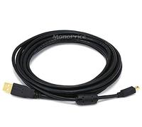 Monoprice USB-A to Mini-B 2.0 Cable - 4.57M (15ft) - Black, 5-Pin, 28/24AWG Conductors, Gold Plated Connectors