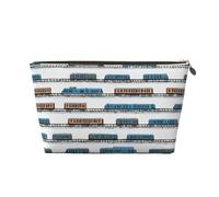 Monorail Train Print Travel Makeup Bag Cosmetic Toiletry Bag Wash Bag Multifunctional Storage with Zipper for Women Girls Gold