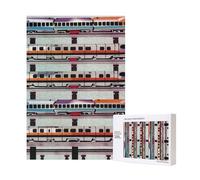 Monorail Train Printed Jigsaw Puzzle with Storage Box, Wooden Puzzle for Adults and Kids, 300 Pieces Family Fun Decorative Game, 28x40 CM