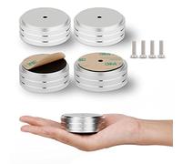 Monosaudio Audio Isolation Feet Aluminum Amplifier Feet 58*22MM Turntable Isolation Pad with 3M Adhesives/Non-Slip Rubber Ring/M4 Screw for Audio,Speakers,Subwoofers, Turntable,Amplifier,DAC(Silver)