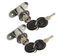 MonoSora 2 Set Cabinet Push Plunger Locks with Zinc Alloy Chrome Cylinder, Keyed Different for Furniture Doors, 19mm Diameter and Mounting Hardware Included