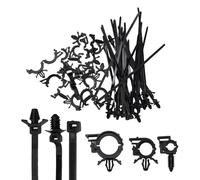 MonoSora 45 Pcs Push Mount Cable Ties and Car Wire Routing Clips Assorted Sizes Nylon Self-Locking for Universal Vehicle Wiring Management