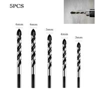 MonoSora 5PCS Cemented Carbide Triangular Drill Bit Kit, 3-6mm for Drilling Glass, Ceramic, Porcelain, Marble, Concrete, Brick, Stone, and Wood