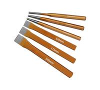 MonoSora 6pcs Alloy Steel Chisel Kit with Flat Center Cylindrical and Tapered Punch for Stone Brick Concrete Demolition Carving Scaling Woodworking in Durable Canvas Storage Bag Gold Green