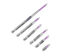 MonoSora 6pcs PH2 Non-Slip Cross Head Screwdriver Drill Bits, 25-150mm Alloy Steel Magnetic Bit Set for Furniture Assembly and Appliance Repair, Silver Purple
