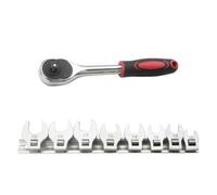 MonoSora 9pcs 3/8 Inch Drive Metric Crowfoot Open End Wrench Set 10-19mm for Car Maintenance and Industrial Use with Storage Rack, Silver