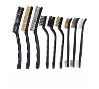 MonoSora 9pcs Steel Brass Nylon Wire Brushes Set for Rust Removal and Cleaning Welding Slag , Ergonomic Handles with Hanging Holes