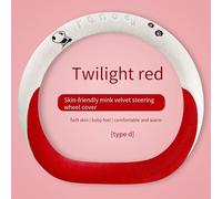 MonoSora All-Season Plush Steering Wheel Cover 36/38cm with Cute Panda Pattern and Anti-Slip Grip, Compatible with Most Cars, Pink