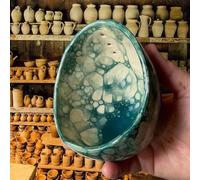 MonoSora Pottery Herb Stripper Bowl with Multiple Sized Holes for Leafy Herbs Resin Herb Peeling Cup for Kitchen Use Green White and Yellow Blue