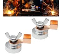 MonoSora Quick Release Welding Ground Clamp Kit, Iron Construction, 33.5x10mm, Secure Support for Flat or Round Workpieces in Various Welding Tasks, Silver/Copper, 2pcs