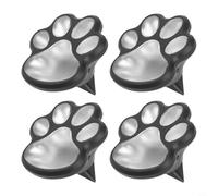 MonoSora Solar Powered Cat Paw Lights for Garden Courtyard, Lawn Black 4-Pack with Solar Charging Decorative Outdoor Lighting(Warm Light)