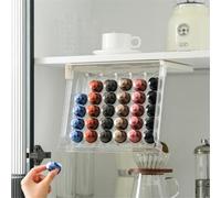 MonoSora Under Cabinet Coffee Capsule Holder for 30 Pods Space Saving White Plastic Rack with One Handed Access