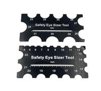 MonoSora Wooden Plastic Doll Eye Measuring Ruler Set, 2pcs 4-32mm Safety Eyes Sizer Tool for Crochet DIY Sewing Knitting Projects, Black