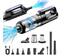 MONOZEL Car Vacuum Portable Cordless, 18000Pa 2 in 1 Vacuum Cleaner&Air Duster, 130W Brushless Motor Handheld Vacuum Cordless with 7800mAh Battery, LED Light, Multi-Nozzles for Car, Home, Office, Pet