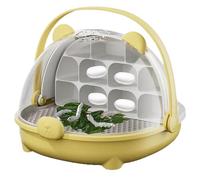 Monozoz Animal Habitat Cage - Portable Feeding Box Transparent Transport Container | Observe Habitat Cage Enclosure Carrier Pet House for Silkworm