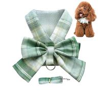Monozoz Bunny Harness and Rope, Lead Rope Soft Harness, Small Animal Harness, JK Plaid Adjustable Vest Harness with Cute Bowknot, Animal Walking Accessories