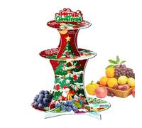Monozoz Cake Stand | 3 Tier Christmas Cupcake Stand - Rack Festive Holder for Holiday Home Gathering Birthday Celebration Party Dining Festival Event