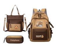 Monozoz Capybara Backpack for Girls, Large Capacity Capybara School Bag Set, Waterproof Stationery Study Accessories for School Travel Daily Kids Picnic Holiday Christmas Boys Birthday