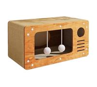 Monozoz Cat Houses with Scratching Board, Cat Scratching Post, Cat Scratching Hideout in Corrugated Farm Cardboard | 2 in 1 Scratching House with Cardboard Ball, Scratching Mat for Cats