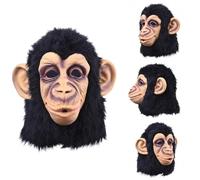 Monozoz Chimpanzee Costume Black Chimp Masque, Monkey Headgear Adult - Animal Masque Black Chimp Masque For Halloween Cosplay Costume Adult Latex Masque