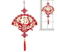 Monozoz Chinese New Year 2025 Wall Decoration, Red Knot Tassel Spring Festival Chinese New Year Fu Decorations, Good Luck Knot Wall Pendant, Big FU Character Spring Festival Home Decor