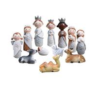 Monozoz Christmas Nativity Set - Holy Family Manger Miniatures Statue - Nativity Figures Set | for Table Desk Desktop Shelf Bookshelf