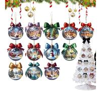 Monozoz Christmas Tree Ball Ornament Set, 2D Wooden Reindeer Car Pendants - Christmas Tree Ball Pendant | for Holiday Birthday Home Offices School Dormitory Car Bedroom Living Room