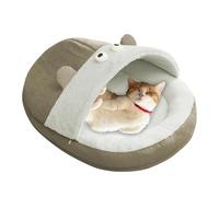 Monozoz Covered Cat Bed, Cute Cat Slipper Cave Bed Neck Support, Cat Hideaway Cat House Tent Washable For Puppy And Kitten