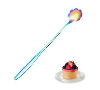 Monozoz Cup Coffee Spoon, Golden Spoon in Flower Shape Made of Stainless Steel, Fine Grinding Mixing Accessories for Honey, Salad, Drinks, Desserts and Tea