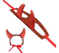 Monozoz Dog Devil Horns - Felt Halloween Devil Horns,Lightweight Cute Favors, Portable Festive Headgear with Straps for Cats, Dogs