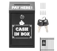 Monozoz Donation Box, Metal Collection Box Wall Mounted Mailbox, Metal Safe Storage Organizers with Key Slot Charity Mailbox for Fundraising Business Farm