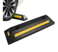 Monozoz Garage Car Stopper, Car Stopper for Garage | Heavy Duty Rubber Parking Lot Driveway Stopper with Yellow Reflective Tape, Parking Block, Protects Car and Garage Walls, Easy