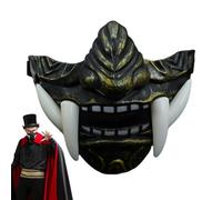 Monozoz Half Face Cover with Halloween Fangs, Cosplay Face Half Face Horror Accessories - Scary, Funny Halloween Accessories, Animal Skull Design,