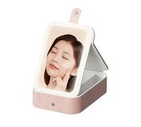 Monozoz LED Makeup Bag with Mirror, Makeup Bag with Lighted Mirror - Portable Carrying Case, Large Cosmetic Storage Box with Light Skin Texture, Pink, Se référer au descriptif, Refer to description