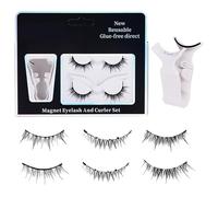 Monozoz Magnetic Eyelashes with Applicator | No Glue 2 Pairs Reusable C Curl Magnet Lashes | Eye Makeup Cosmetic, False Eyelashes Extension Kit for Natural Look