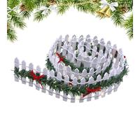 Monozoz Miniature Christmas Fence - 35 Inch Wood Doll House Picket Barrier - LED Fairy Garden Fence for Kids Adults Party Christmas Tree Village Landscape Mini House