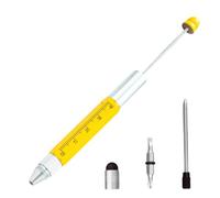 Monozoz Multi Use Pen | with Scales Multipurpose 6-In-1 Metal DIY Tool | Screwdriver Beading Ballpoint Pen | for Writing Measurement Crafting Painting Office Studio Meeting Work