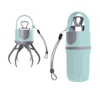 Monozoz Pooper Scooper, Portable No Touch Poop Scooper For Small, Medium And Large Dogs, Dog Waste Picker With Leak-proof Waste Container, Six-claw Portable Design, Orange/Blue/Gray, 6.5x6.5x21cm