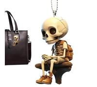 Monozoz Skeleton Car Ornament, Skull Car Pendant - Halloween Interior Car Pendant, 2D Acrylic Car Accessories for Hanging, Car Decor Ornament, Backpack Accessories for Bags