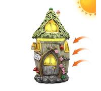 Monozoz Solar Powered Fairy House,Garden Statues with Solar Light - Outdoor Statues for Yard Lawn Garden Outside Decor, Cottage Decorations, Lawn Ornaments for Patio